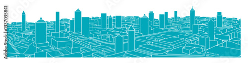 Urban landscape with high density buildings and streets