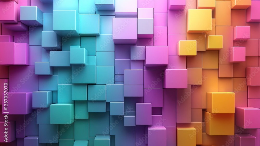 Obraz premium Colorful 3D cubes abstract background, gradient spectrum