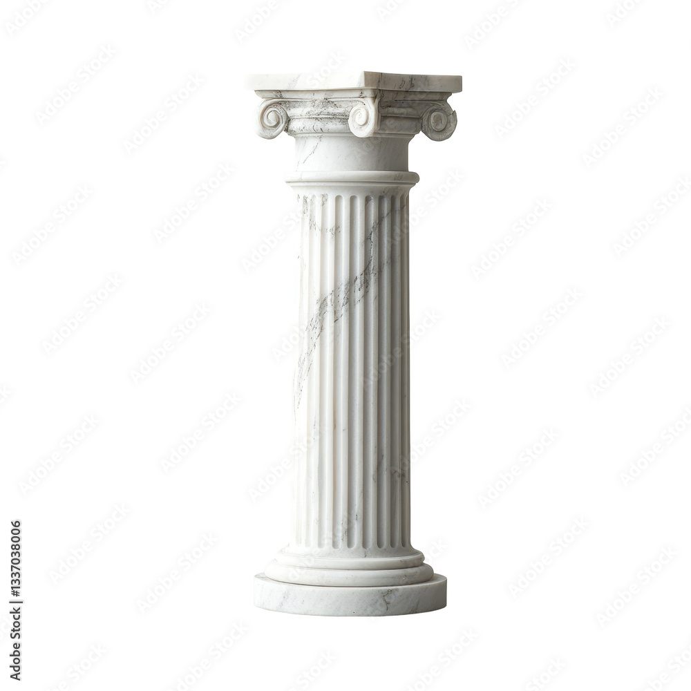 Elegant white marble column showcasing classic architecture design. transparent background Elegant white marble column showcasing classic architecture design. transparent background