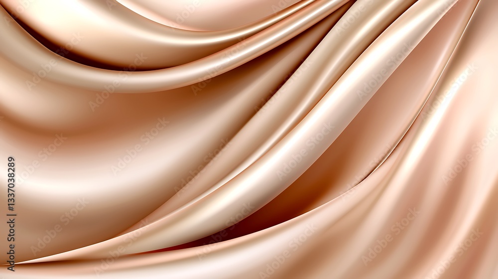 Fototapeta premium Elegant draped silk fabric with soft curves, close up, flowing, for luxury background use