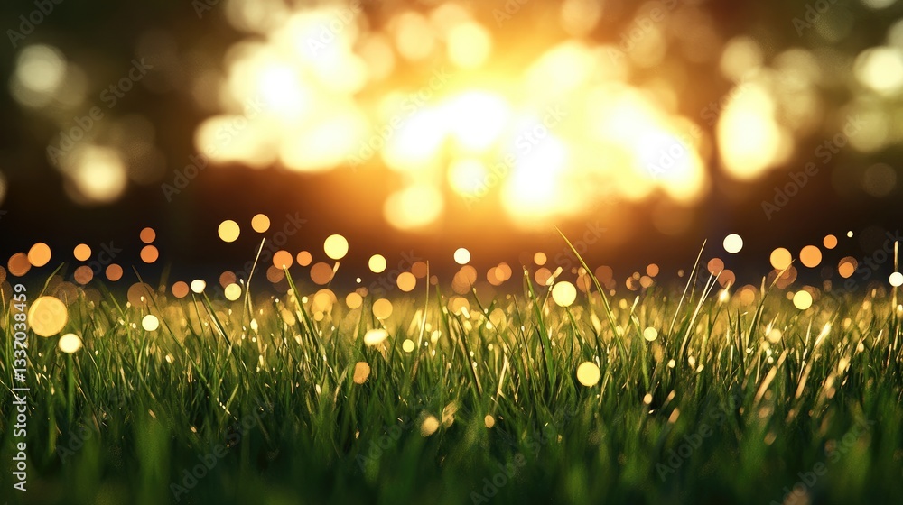 Obraz premium A meadow where tiny glowing fireflies weave through the tall grass