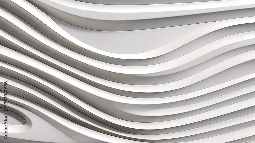 Abstract white wavy architectural design. A seamless texture of flowing ...