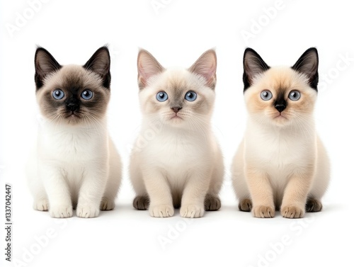 Wallpaper Mural Three adorable kittens sitting in a row, showcasing their playful expressions Torontodigital.ca