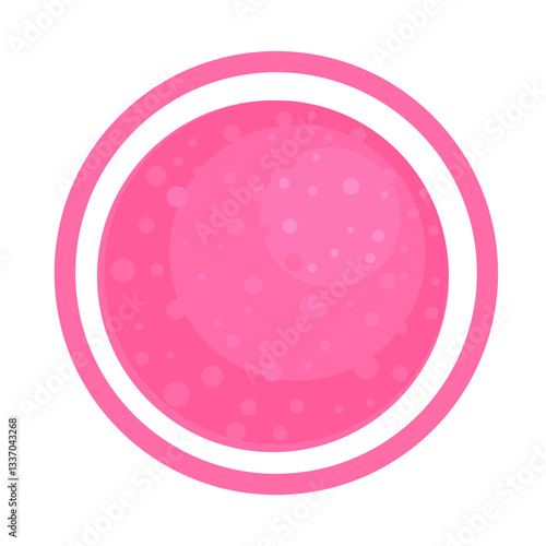 A dreamy and vibrant illustration of a fantasy pink planet with craters and beautiful pink rings. This cosmic-themed vector design is perfect for sci-fi projects, space-themed illustrations, games