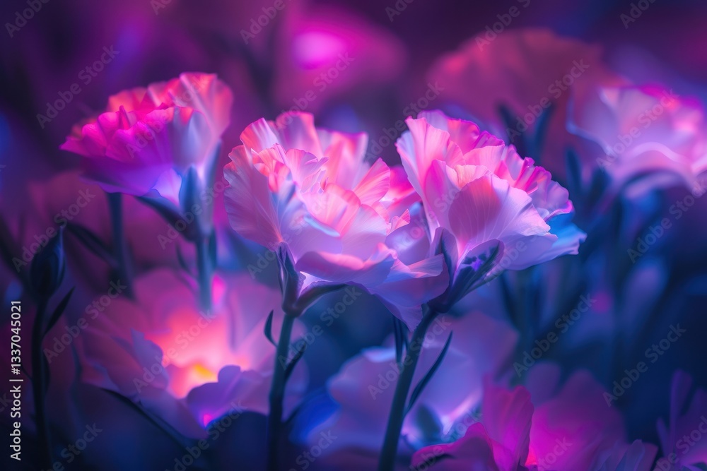Obraz premium Bioluminescence carnation border background light outdoors blossom.