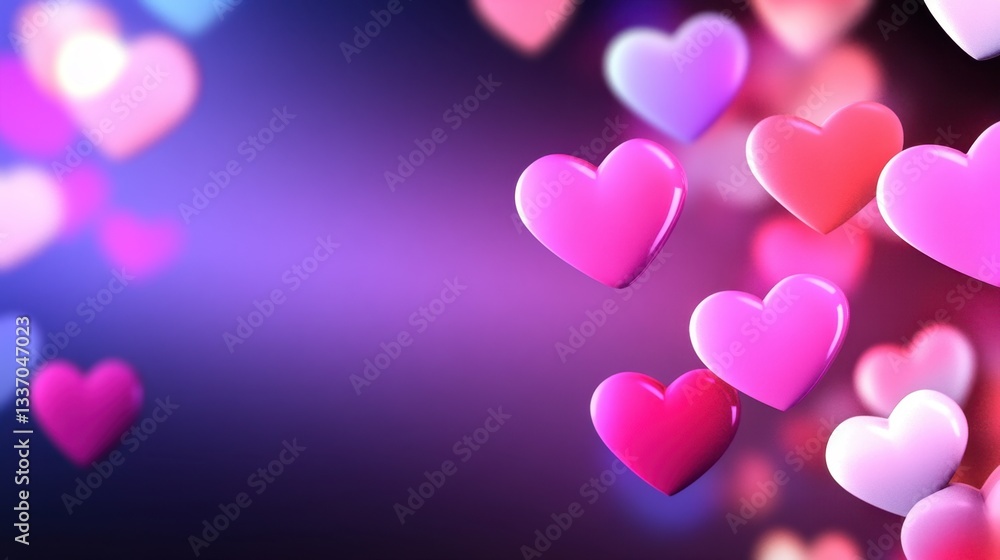 Romantic bokeh light effect with heart shapes in rose quartz and peach tone Romantic bokeh light effect with heart shapes in rose quartz and peach tone