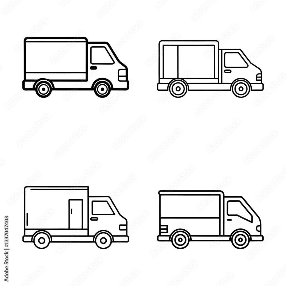 high-quality delivery truck icon. realistic vector truck illustration. modern cargo vehicle side view. high-quality delivery truck icon. realistic vector truck illustration. modern cargo vehicle side view.