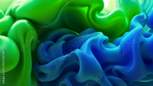 Abstract Green And Blue Ink Swirls In WaterColor Backgrounds And Designs For Various Projects And