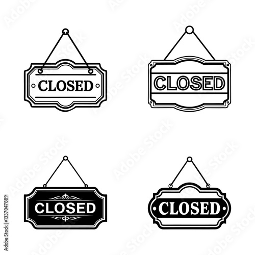 realistic closed sign icon. detailed vector closed sign. premium hanging closed sign.