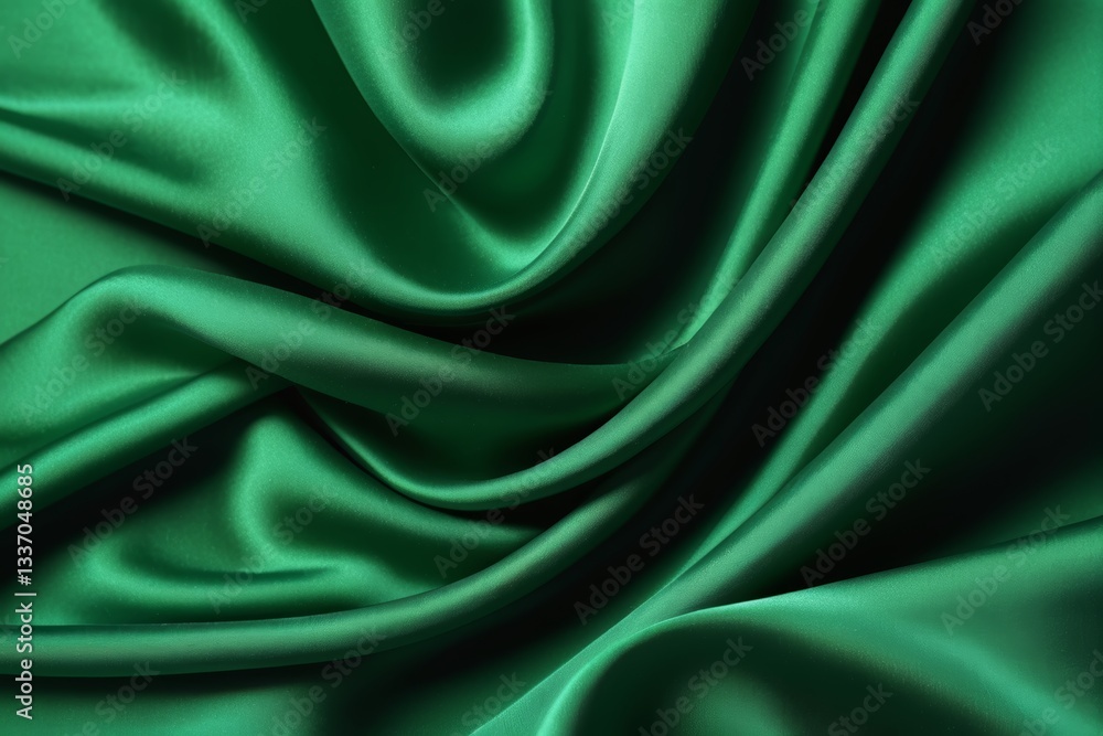 Obraz premium a close up of a green satin fabric with a very large amount of folds
