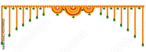 Marigold Flower rangoli Design for Diwali Festival , Indian Festival flower decoration