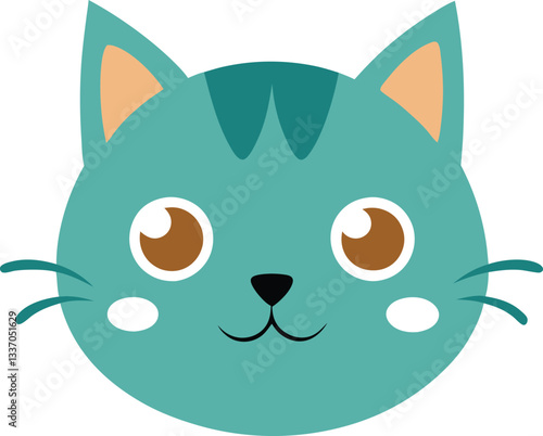 Cute Cat Head Cartoon Illustration