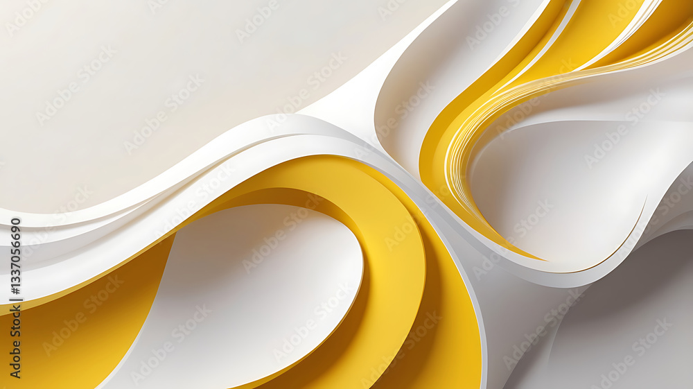 Fototapeta premium A mesmerizing abstract background soft yellow and white colors wave composition with smooth textures design.