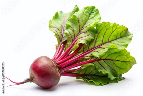 Fresh Beetroot with Leaves Isolated on White Background - Vibrant Organic Produce