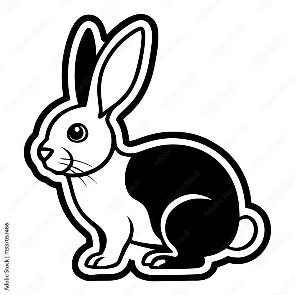A cute cartoon rabbit silhouette vector illustration A cute cartoon rabbit silhouette vector illustration