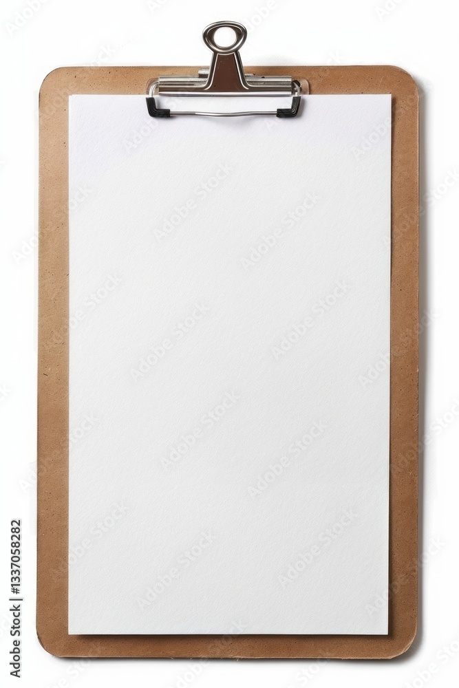 Blank paper on clipboard white background rectangle document. Blank paper on clipboard white background rectangle document.