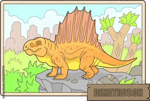 prehistoric dinosaur dimetrodon, illustration design