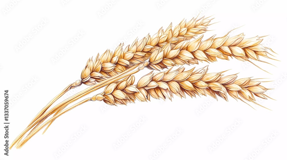 Wheat ear against a blurred field background, showcasing agricultural beauty, organic crops, and rural landscapes, great for farm branding, artistic book style Wheat ear against a blurred field background, showcasing agricultural beauty, organic crops, and rural landscapes, great for farm branding, artistic book style