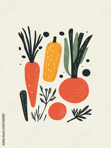 bright vegetable aesthetics, minimalist artistic graphics