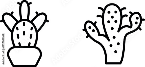 "Bishop’s Cap Cactus Icon – Unique Cactus with Star-Shaped Structure and Spiny Surface in Vector Style"