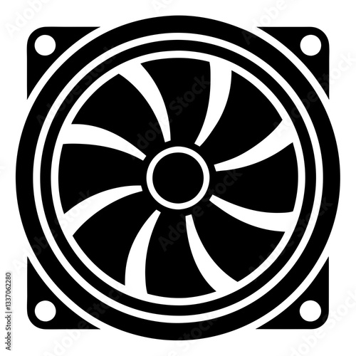 Minimalist bathroom exhaust fan vector on a white background. Ideal for home improvement projects, HVAC designs, and ventilation concepts.