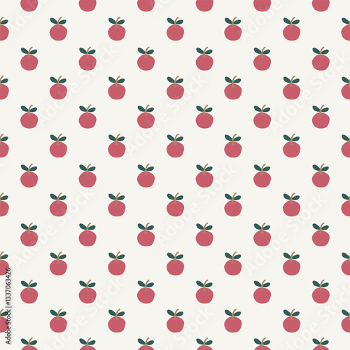 Cartoon red apple fruit seamless vector background. Summer or spring seasonal farming fruit for  fabric, wrapping, textile, card, wrapping, stationary, and phone cases.