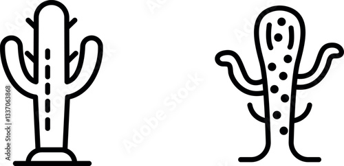 "Cactus Icon – Classic Desert Plant with Spiky Appearance in Vector Style"
