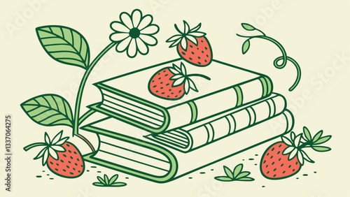 vector hand drawn illustration a stack of books