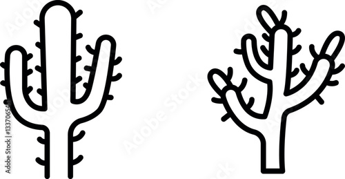 "Cholla Cactus Icon – Spiny Cactus with Clusters of Sharp Spines in Vector Style"