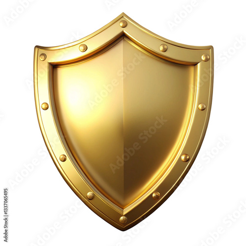 golden shield isolated on white