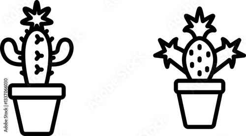 "Christmas Cactus Icon – Colorful Cactus with Bright Blooms and Segmented Stems in Vector Style"
