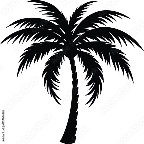 silhouette of palm tree, black palm tree silhouette icon ,palm tree silhouette with a curved trunk. eps.