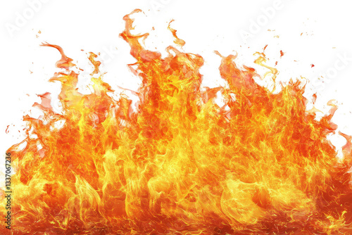 a fire with orange flames on it cutout image and isolated on transparent background 