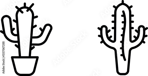 "Fishhook Cactus Icon – Cactus with Curved, Hook-Like Spines in Vector Style"