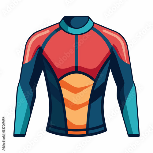 Colorful rash guard illustration, a functional protective layer for water sports enthusiasts