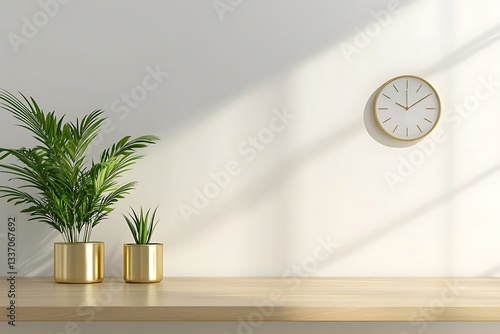 Modern Empty Home Office Room Interior With Blank Wall, Computer, Table, Bookshelf Mockup Frame -Ai