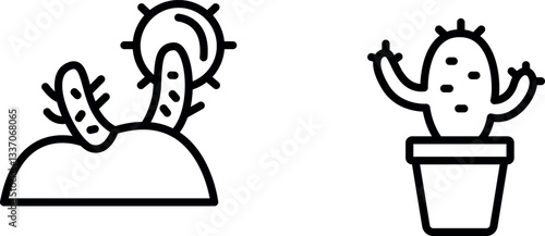 "Moon Cactus Icon – Vibrant Colorful Cactus with Top-Shaped Fruit in Vector Style"