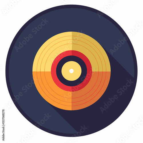 a colorful vinyl record on a dark blue background, the record evokes a sense of nostalgia and musical history. This image is ideal for music enthusiasts and those who appreciate classic audio media