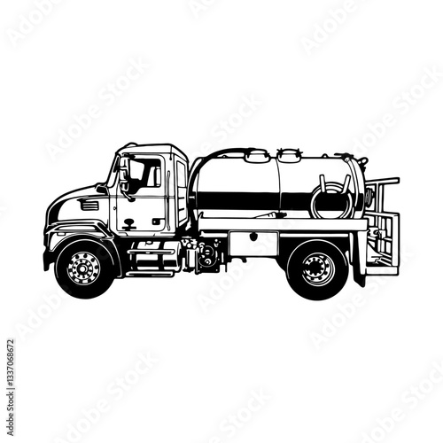 Septic Truck - Waste Removal - Special Vehicles, Heavy Equipment Stencil Cut File