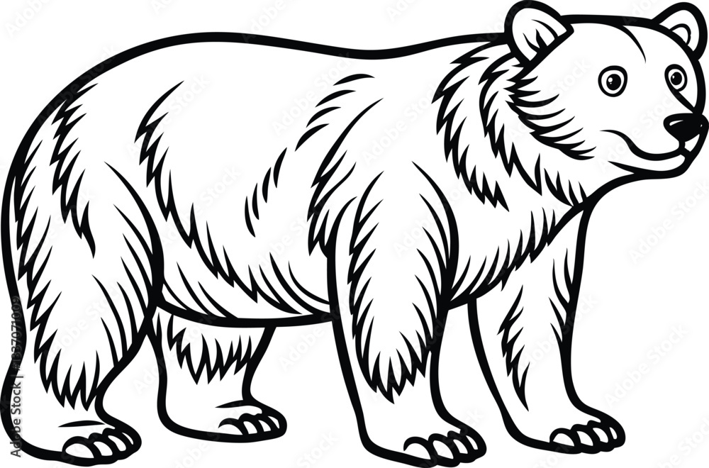 bear coloring page line art icon, brown bear vector, vector illustration of a bear on white background. bear coloring page line art icon, brown bear vector, vector illustration of a bear on white background.