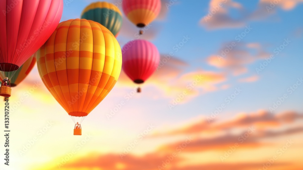 Fototapeta premium A sky filled with colorful floating balloons drifting into the horizon