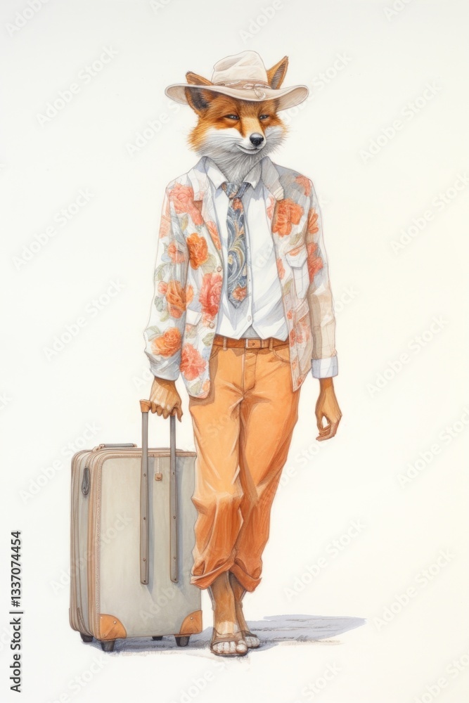 Naklejka premium Fox character Summer Travel accessories accessory clothing.