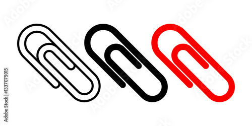 Paper Clip icon set. Flat illustration of icons on a white background
