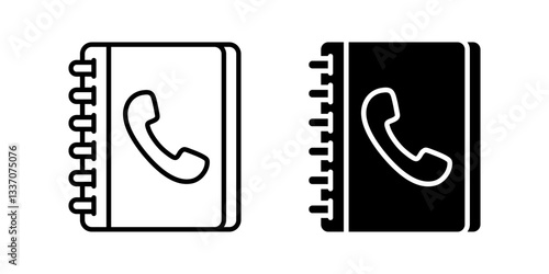 Phone Book icon set. Flat illustration of icons on a white background