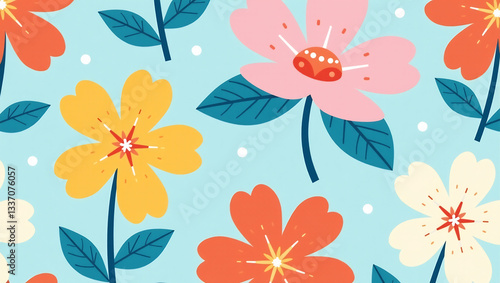 Pastel Cherry Blossom Pattern - Japanese Style