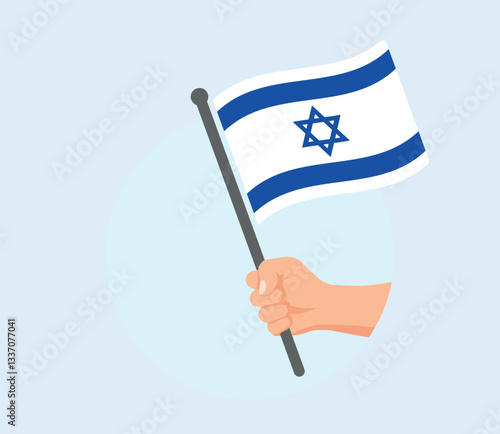 Israel flag in hand icons set, national flag of State of Israel