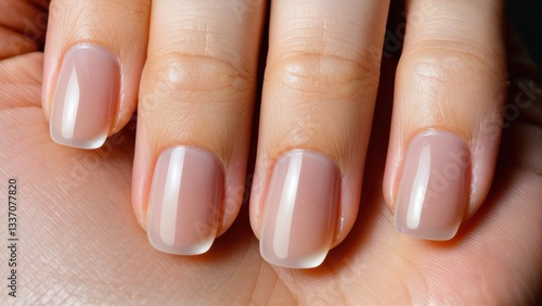 Elegant nude nails showcase a fresh manicure and beauty trends.