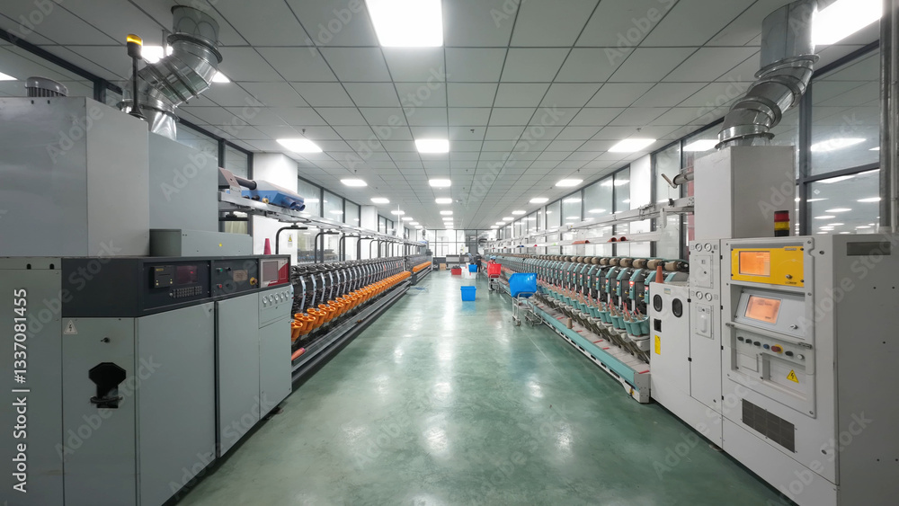 Warping machines in a woolen sweater factory Warping machines in a woolen sweater factory