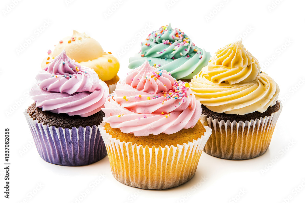a group of cupcakes with different colors cutout image and isolated on transparent background a group of cupcakes with different colors cutout image and isolated on transparent background