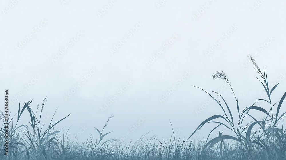 Serene Meadow Landscape Minimalist Grass and Sky Serene Meadow Landscape Minimalist Grass and Sky